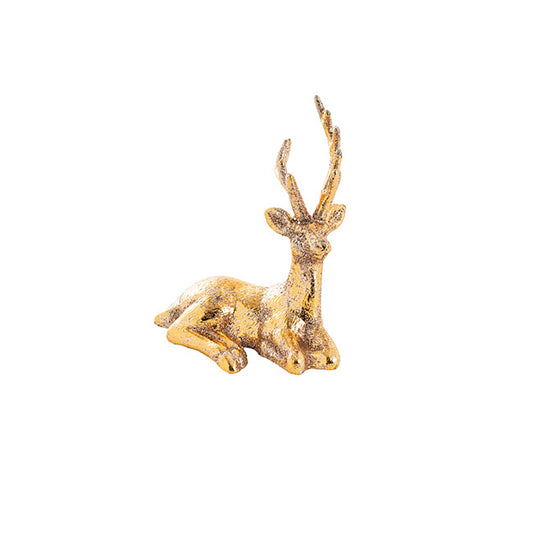 Sitting Reindeer 6" Frosted Gold (15cmH)