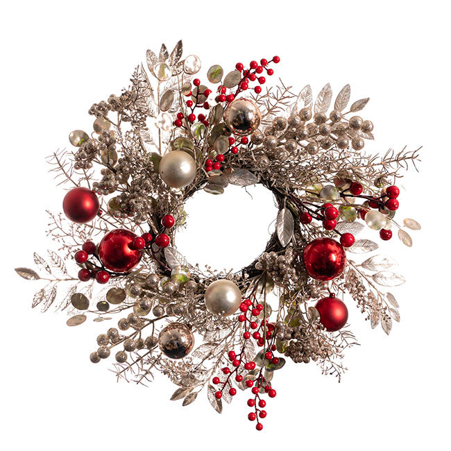 Mixed Berry & Bauble Luxe Wreath Champagne (50cmD)