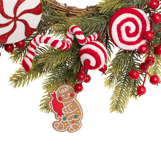 Sweet Candy Gingerbread Man Wreath