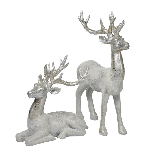 Sitting Reindeer 6" Frosted Silver, Gold, Red frost (15cmH)
